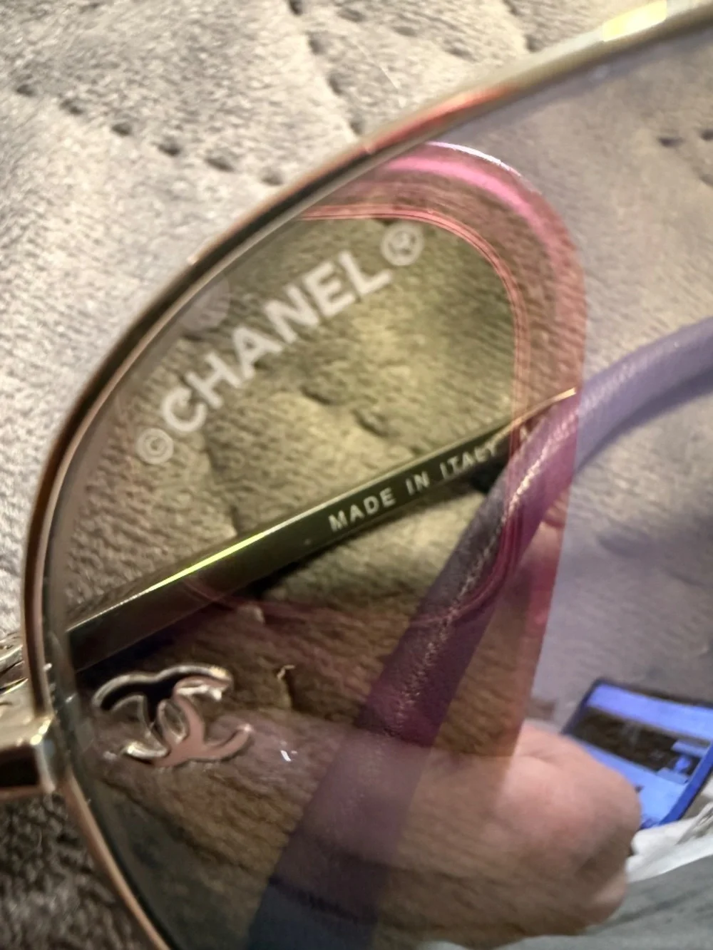CHANEL 4189-T-Q c.124/25 Aviator Sunglasses Silver Purple Mirrored 59-14 135